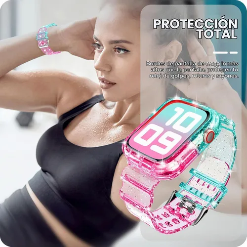 Vista 6 de DABAOZA - Correa compatible con Apple Watch de 41, 40 y 38 mm, con protector de funda, transparente, para mujeres y hombres, correa deportiva de TPU