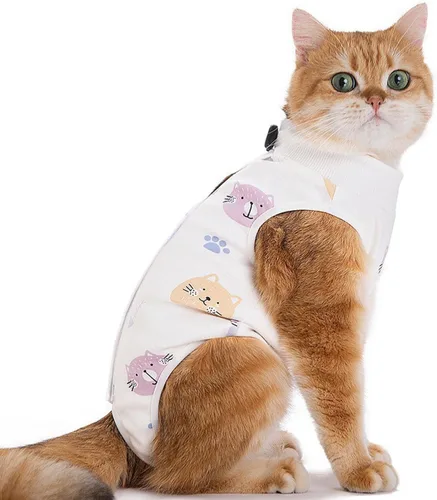 Vista 9 de Traje de recuperación para gatos, enterizo para gatos después de la cirugía, esterilización quirúrgica, heridas abdominales, enfermedades