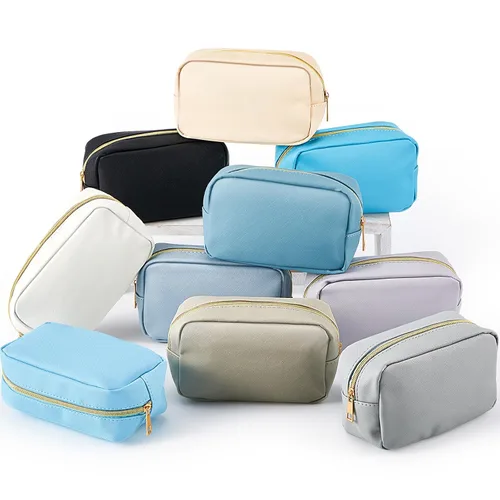 Vista 9 de Sweetude 10 bolsas de maquillaje a granel para mujeres, regalo preparatorio, bolsa de cosméticos de piel sintética, pequeña bolsa de aseo