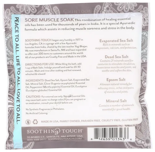 Vista 2 de Soothing Touch Bolsa de sales de baño para remojar el músculo dolorido, menta, 8 onzas