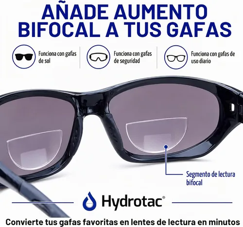 Vista 3 de Calabria Hydrotac OPTX 20/20 Lentes de Lectura Bifocales Adhesivas de Aumento para Gafas de Sol Reutilizables