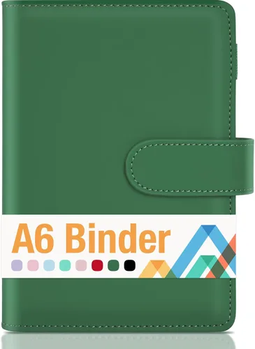 Vista 25 de Sooez Carpeta A5 con 6 anillas, cubierta recargable para cuaderno, organizador pequeño de cuero, carpeta vacía para presupuesto, diario, soporte