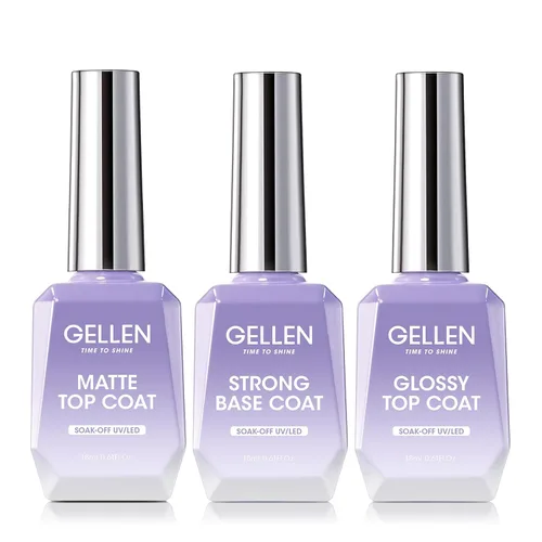 Vista 10 de GELLEN 20 ml de gel base y capa superior, capa superior brillante libre de hema y capa base para esmalte de uñas de gel, esmalte de uñas