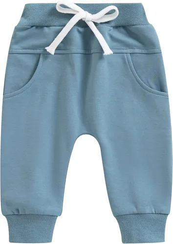 Vista 13 de Mubineo Pantalones deportivos básicos lisos para bebés, niños y niñas, cómodos pantalones de algodón con bolsillos Marrón