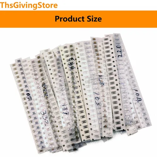 Vista 6 de Kit surtido de condensadores SMD 1206, 720pcs 36values x 20pcs 1pF-10uF SMD Micro condensador Muestras Kit, componentes electrónicos