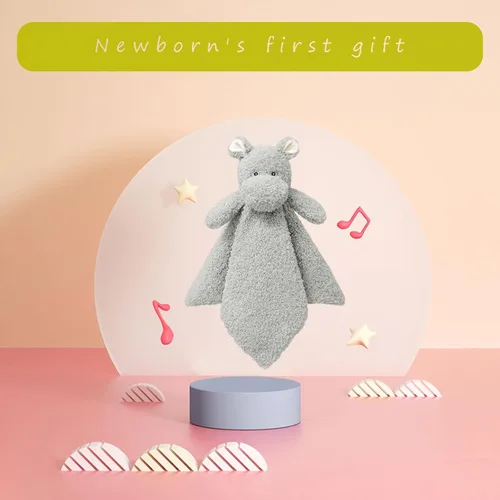 Vista 4 de Manta de seguridad suave de hipopótamo gris bebé, manta de felpa de personaje hipopótamo, regalo de baby shower/guardería, manta para acurrucarse