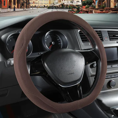 Vista 20 de Funda para volante en forma de D de gamuza negra de 13.5 a 14 pulgadas Warm in Winter and Cool in Summer, Small Felt Car Accessories, Breathable