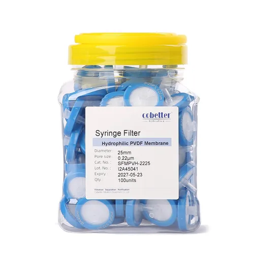 Vista 21 de Paquete de 100 Filtros de Jeringa PTFE para Laboratorio Filtros de Filtración Hidrofóbica Tamaño de Poro 0.22μm Diámetro 13mm No estéril Rojo