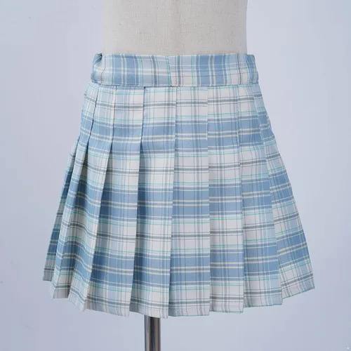 Vista 2 de Jhaoyu Falda plisada para niñas, cintura elástica, falda acampanada con forro corto, uniforme escolar