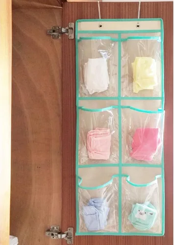 Vista 4 de Organizador de zapatos para colgar sobre la puerta, con 6 bolsillos grandes transparentes, paquete de 2 unidades (grande)