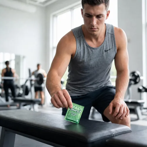 Vista 5 de Burst Energy Gum - 45 mg de cafeína por pieza, enfoque y ráfaga de energía, menta ártica, 5 paquetes de 8 (40 piezas), gestiona el estrés, encías