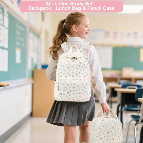 Vista 8 de BTOOP Mochilas escolares para adolescentes y niñas, mochila ligera para niños, juego de bolsas escolares con lonchera y estuche para lápices