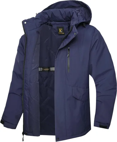 Vista 10 de Keevoom Abrigos de invierno para hombre, abrigo de nieve cálido, resistente al viento, impermeable, con capucha, snowboard, esquí, chaquetas