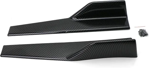 Vista 9 de iJDMTOY Faldones laterales universales con alerones para lado izquierdo/derecho de fibra de carbono en color negro PP compatibles con coche
