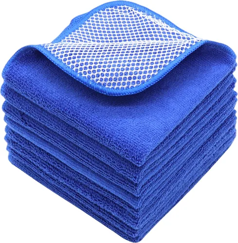 Vista 10 de Paños de microfibra de secado rápido, trapos de limpieza de cocina, trapos para el polvo, paños ultra absorbentes sin pelusa con lado de limpieza