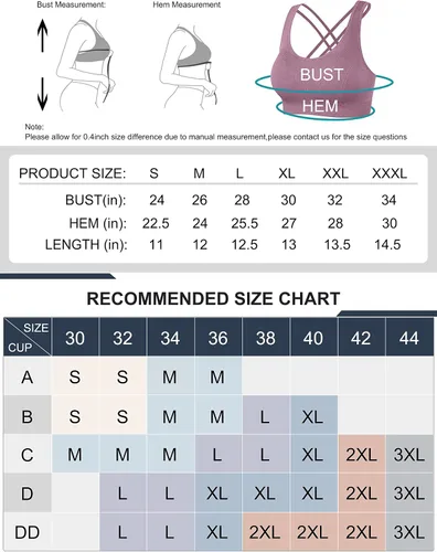 Vista 6 de Heathyoga Womens Sports Bras High Support Padded Sports Bras for Women High Impact Sports Bras Large Bust Workout Bra