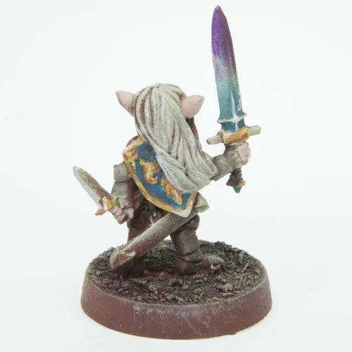 Vista 6 de Stonehaven Female Gnome Paladin Miniature - Lead-Free Pewter Figure, 28mm Scale, Unpainted, Made in USA