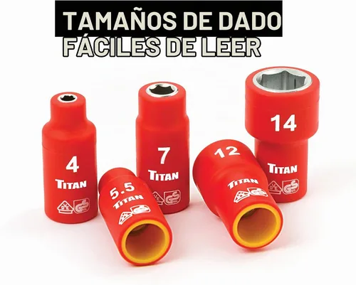 Vista 4 de Titan 66100 Juego de llaves de vaso aisladas VDE de 18 piezas de 1/4 pulgadas