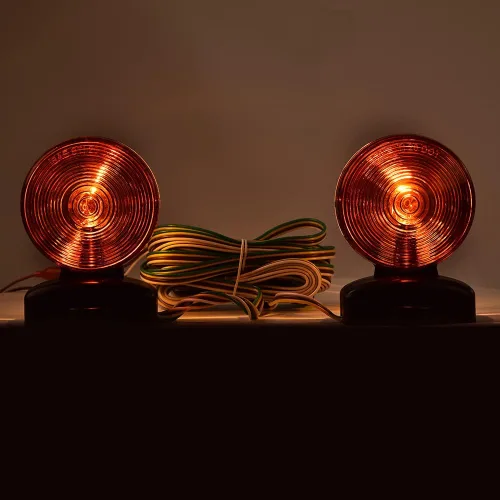 Vista 2 de G-PLUS Kit de luces magnéticas universales de 12 V, luces traseras, intermitentes, kit de luces de remolque magnéticas, color rojo y ámbar, 20 pies