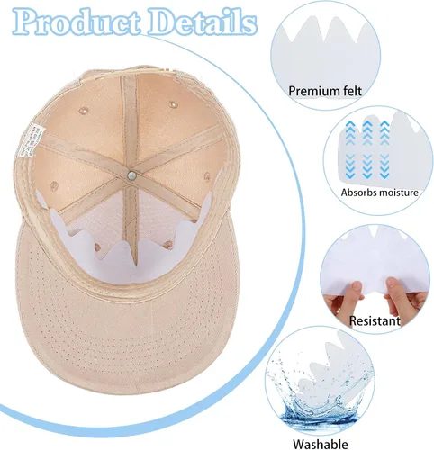 Vista 3 de Forros de sudor para gorras de béisbol, 20 unidades, protección contra