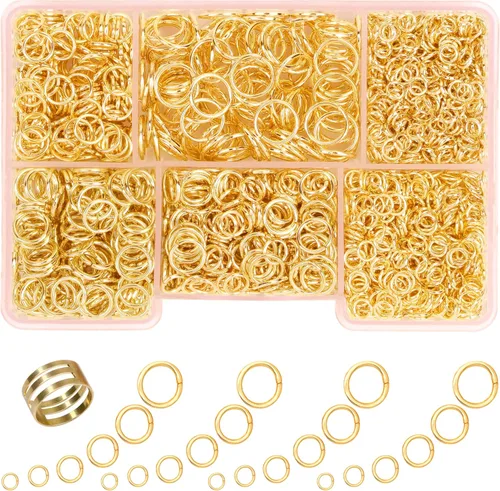 Vista 13 de 1400 anillos de salto de tamaño mixto para fabricación de joyas, llaveros, reparación de collares y manualidades de bricolaje, 0.157 in, 0.236 in