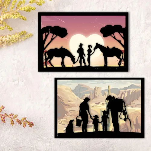 Vista 3 de Estivaux Troqueles de árboles de caballos para hacer tarjetas, juegos de troqueles de corte de vaquero, plantillas de troqueles familiares