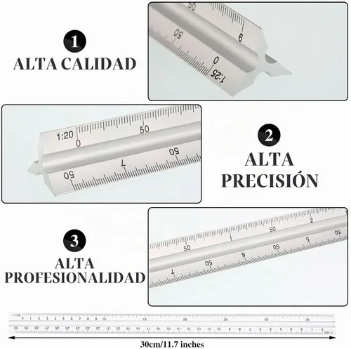 Vista 2 de Zonon 10 plantillas de plástico para dibujo, regla geométrica, plantillas de medición de aluminio triangular de 12 pulgadas, kit geométrico