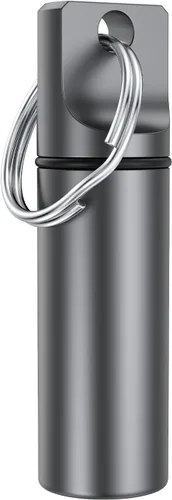 Vista 7 de Pastillero de bolsillo pequeño con llavero, aleación de aluminio portátil, mini organizador de píldoras, contenedor para bolso, pastillero de metal