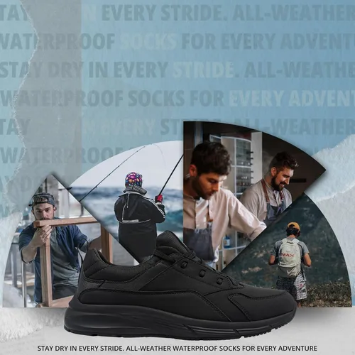 Vista 2 de Zapatos de trabajo antideslizantes para hombres resistentes al agua - Zapatos de cocina anchos y cómodos para cocinero, servicio de alimentos, sin