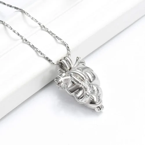 Vista 46 de Imrsanl Collar con colgante de joyería de cremación para cenizas – Collar anatómico de urna de corazón para cenizas – Medallones conmemorativos