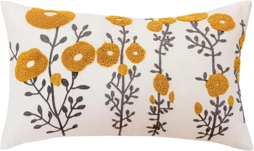 Vista 25 de vctops Funda de almohada decorativa de lino con bordado floral bohemio para sofá, cama (margarita, 18 x 18 pulgadas)