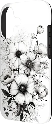 Vista 2 de Flowers Design Black and White Floral Women Case for iPhone 17