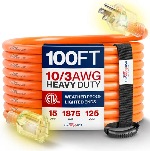 Vista 106 de Cable de extensión de 3 pies para exteriores/interiores, calibre 10/3, ultra resistente, SJTW, resistente al agua, certificación ETL, cable