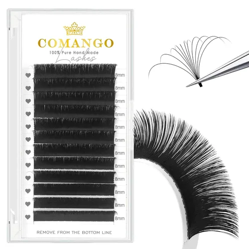 Vista 35 de CoMango Easy Fan - Extensiones de pestañas rizadas C/D de 0.05/0.003 in, pestañas de volumen que florecen automáticamente, color negro mate 2D-20D
