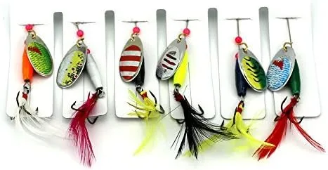 Vista 2 de 6pcs spinnerbaits Hard Metal Spinner Kit trucha lubina señuelos de pesca wobbler aparejos de pesca