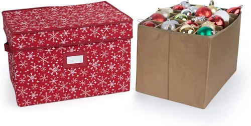 Vista 20 de Covermates Keepsakes – Caja de almacenamiento ajustable de 72 piezas – Capacidad para adornos de 4 pulgadas – Resistente – Asas – apilables