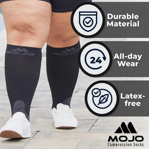 Vista 3 de Mojo A601R - Calcetines de compresión médica para mujeres y hombres, 20-30 mmHg, hasta la rodilla para dolor y circulación de venas, A601R