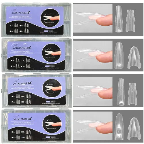 Vista 7 de 180 puntas de uñas redondas transparentes, 15 tamaños, forma superior e inferior, kit de extensiones de uñas profesionales de doble diseño, uñas a