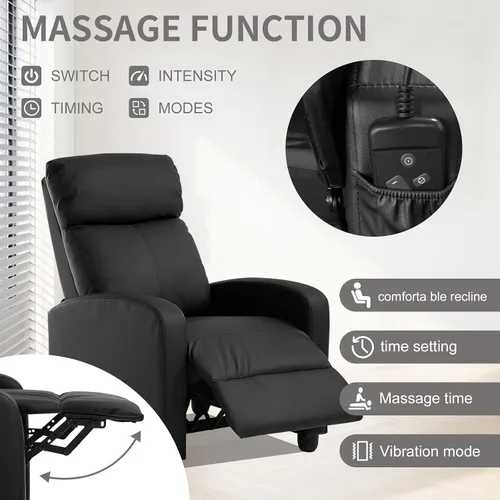 Vista 4 de Silla de masaje eléctrica, sillón reclinable para sala de estar, sillón reclinable de masaje, silla de masaje de cuero ajustable con control remoto