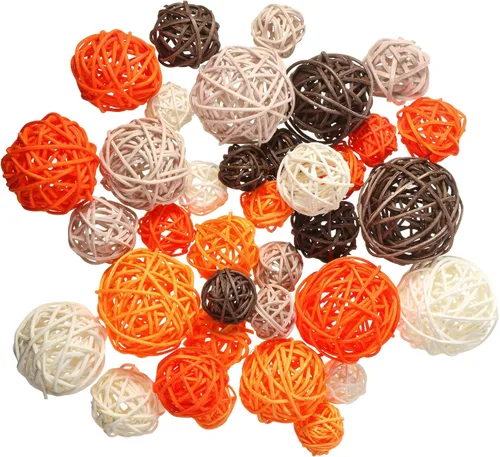 Vista 20 de Patelai 36 Piezas Bolas de Mimbre de Ratán Bolas Decorativas para Jarrón Centro de Mesa Cuencos Esferas de Relleno para Decoración del Hogar, 4 Boho