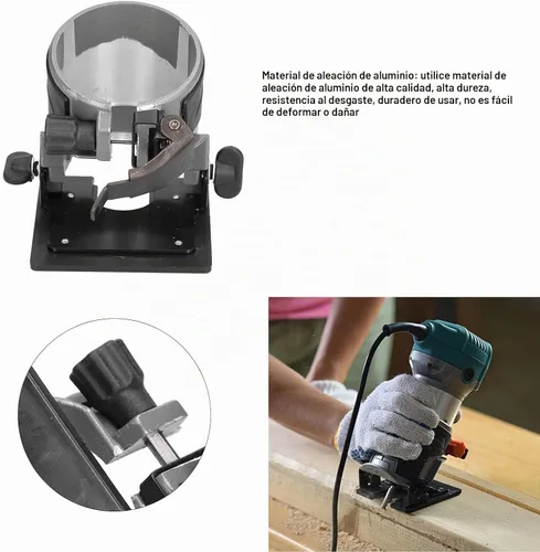 Vista 2 de Base de enrutador para plantillas de plantilla de corte de ranura, base de recortadora de inclinación de ángulo múltiple de aleación de aluminio