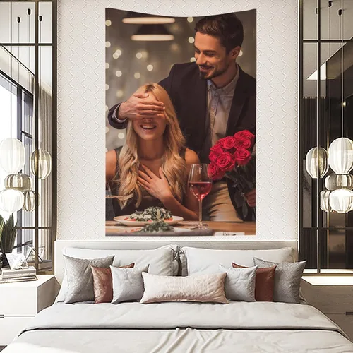 Vista 3 de HTYJFIG Tapiz personalizado para subir imágenes, tapiz de fondo personalizado, regalos personalizados para decoración del hogar y dormitorio