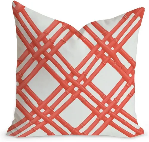 Vista 7 de ArogGeld Summer House - Funda de cojín geométrica naranja y roja, fundas de almohada decorativas para el hogar, de doble cara, para sofá