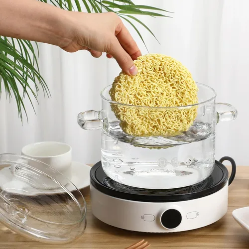 Vista 2 de Yardwe Olla de vidrio, 1.4 cuartos de galón resistente al calor para estufa, utensilios de cocina de vidrio transparente para popurrí, pasta