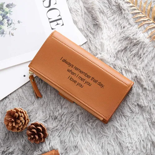 Vista 19 de Loveje - Billeteras personalizadas para mujer, de piel sintética, con grabadas fotográficas, triple pliegue, tarjeta de crédito, cartera larga