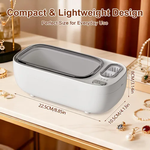 Vista 2 de Limpiador ultrasónico de joyería Risirica, limpiador ultrasónico profesional de 49KHz para anteojos, temporizador digital de 4 modos, limpiador