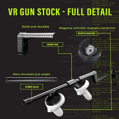 Vista 4 de Magnetic VR Gunstock Oculus Quest 2, Upgraded Single Magnet Version Controller Stock RiflePistol Adapter Compatible for Quest 2. Compatible with