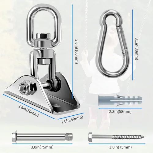 Vista 4 de Morzejar - Kit para colgar hamaca con cadena de columpio, ganchos de hamaca de acero inoxidable de 1000 libras de capacidad resistente, kit colgante