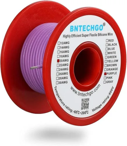 Vista 8 de BNTECHGO - Kit de cables de silicona de 7 colores calibre 20, cada uno de 25 pies de largo, cables de cobre estañado trenzados y flexibles