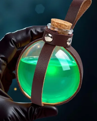 Vista 18 de SUMGOGO Botella mágica oscura de poción de corcho para Halloween, cosplay, feria Ren, accesorios de bruja, accesorios de disfraz, vaso redondo